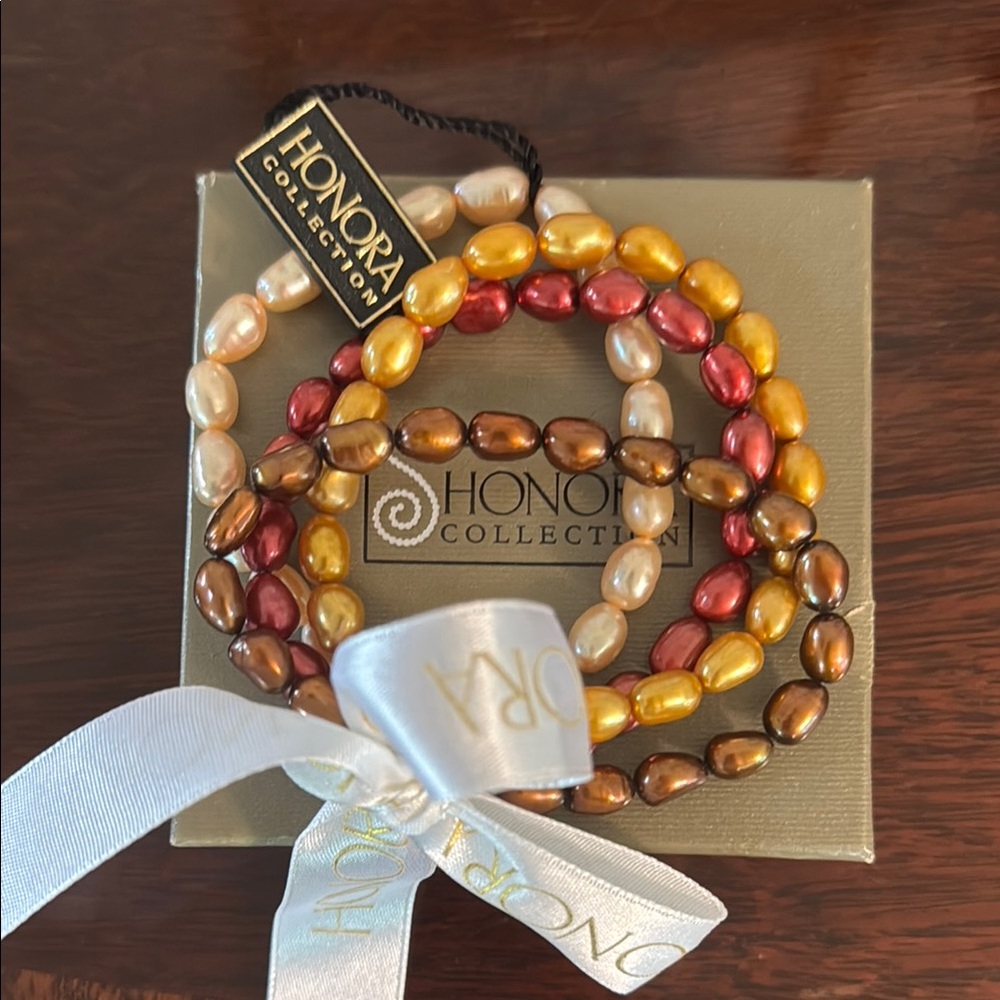 Honora Collection Multicolor Freshwater Pearl Stretch Bracelet Set NWT